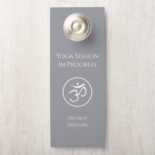 Yoga Studio Om Symbol Dusty Gray Do Not Disturb Door Hanger