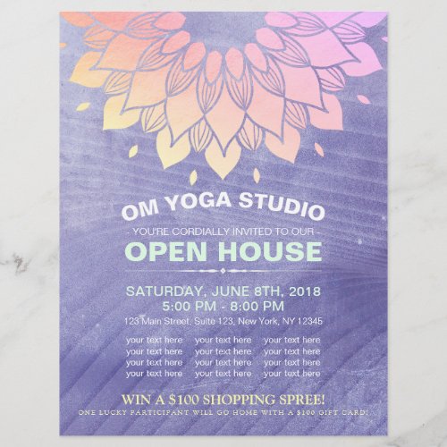 YOGA Studio Open House Gold Foil Mandala Flyer