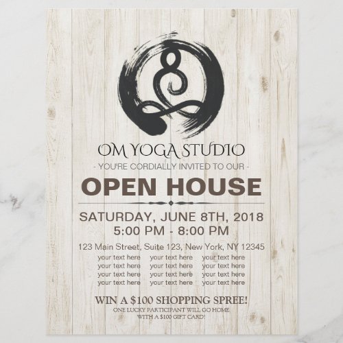 YOGA Studio Open House Meditation Pose Zen Symbol Flyer