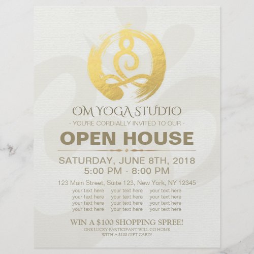 YOGA Studio Open House Meditation Posture Zen Sign Flyer