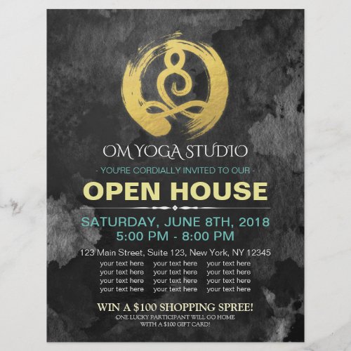 YOGA Studio Open House Meditation Posture Zen Sign Flyer