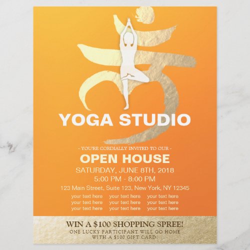 YOGA Studio Open House Meditation Root Chakra Sign Flyer