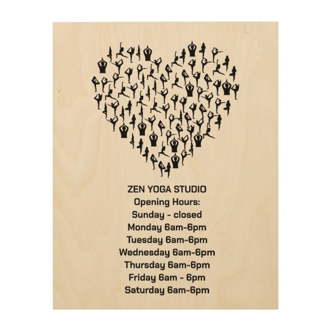 Yoga Studio Opening Hours Sign (Front)