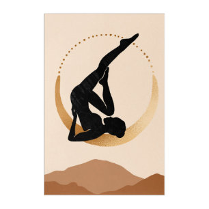 Yoga studio pose gold moon modern abstract zen acrylic print