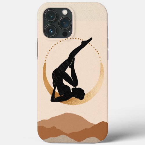 Yoga studio pose gold moon modern abstract zen iPhone 13 pro max case