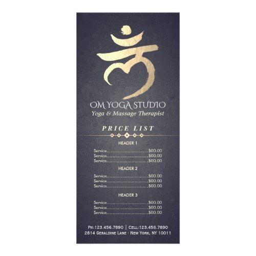 YOGA Studio Price List Root Chakra Mantra LAM Sign Rack Card