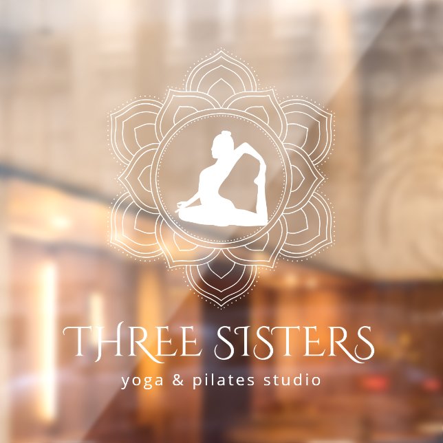 Yoga Studio Simple Mandala Professional White Window Cling (Sheet 2)