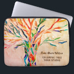 Yoga Studio Tree Of Life Laptop Sleeve<br><div class="desc">This decorative laptop sleeve features a rainbow colored mosaic tree of life on a pale beige background. 
Add your name and business to personalise this case.
Original Mosaic © Michele Davies.</div>