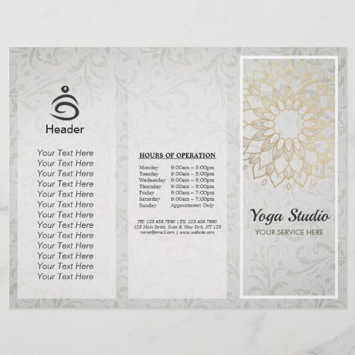 Yoga Studio Tri_Fold Brochure Lotus Floral Mandala