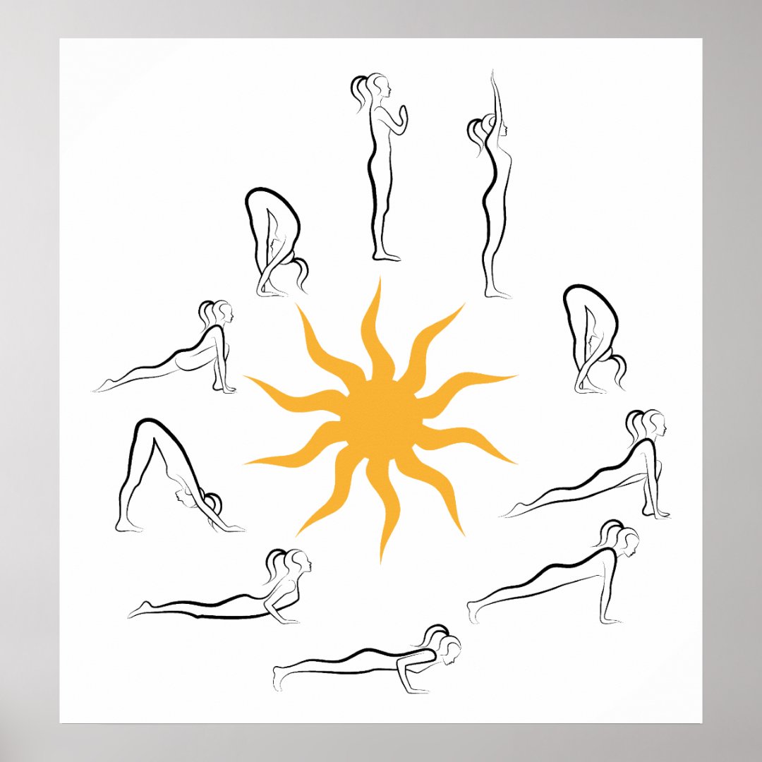 yoga sun salutation poster | Zazzle