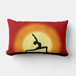 Yoga Sunrise Silhouette Pose Lumbar Throw Pillows