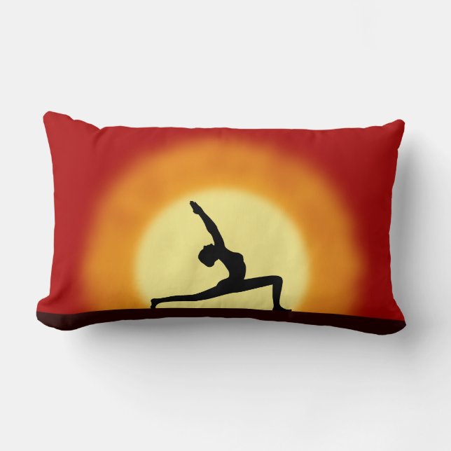 Yoga Sunrise Silhouette Pose Lumbar Throw Pillows (Front)