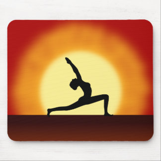 Yoga Sunrise Woman Posing Silhouette Mouse Mat