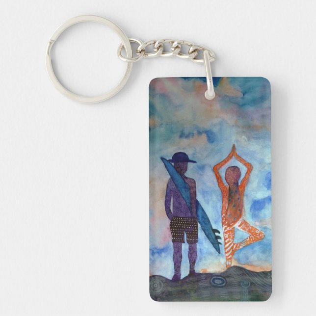 Yoga Surf Sunset Keychain (Front)