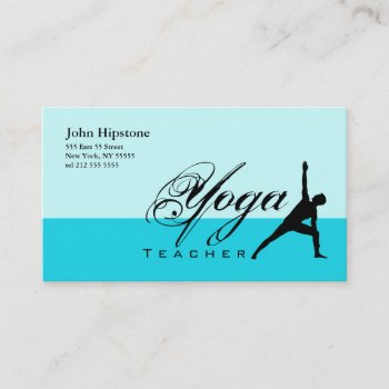 Yoga Teacher Business Card Blue by pixibition at Zazzle