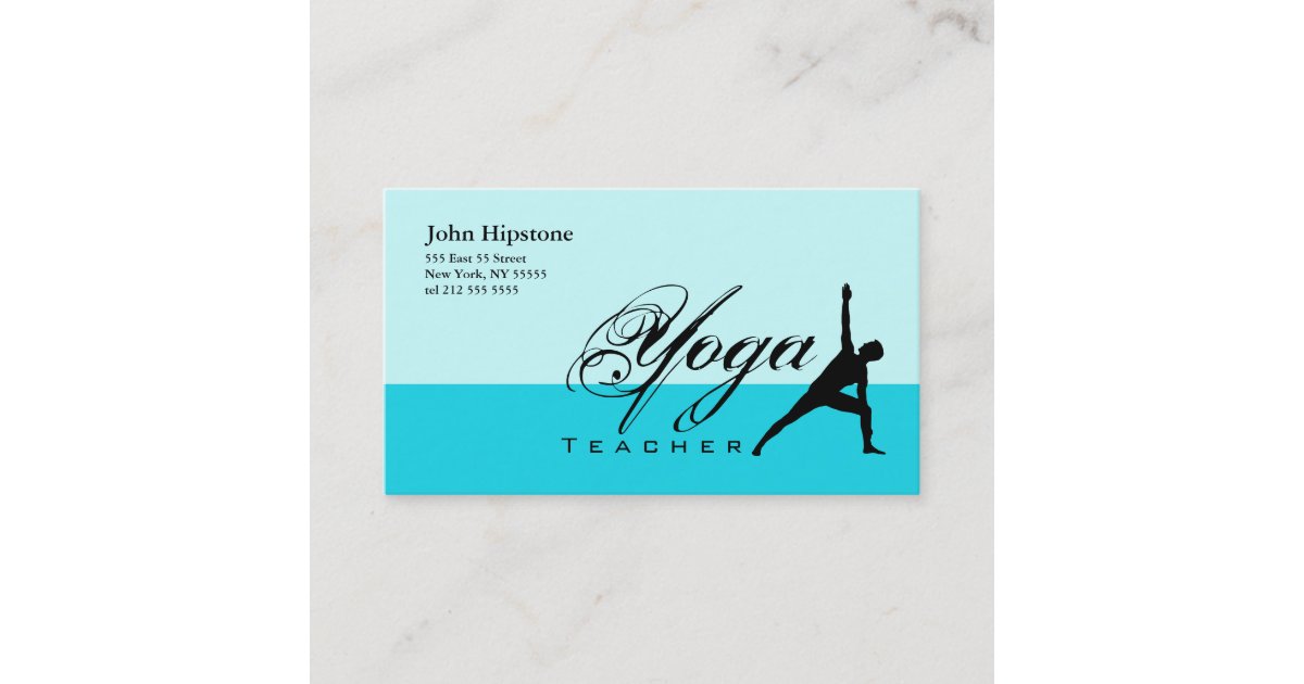 Yoga Teacher Business Card Blue Zazzle