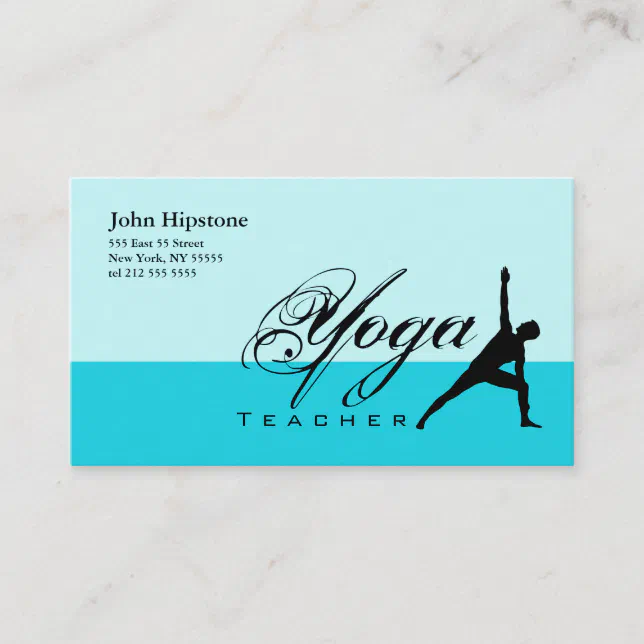 Yoga Teacher Business Card Blue Zazzle