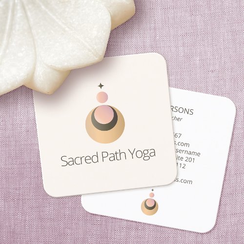 Yoga Teacher Celestial Boho Logo Square Business Card