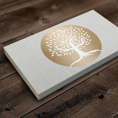 Yoga Teacher Gold Circle  Healing Tree Fitness Business Card