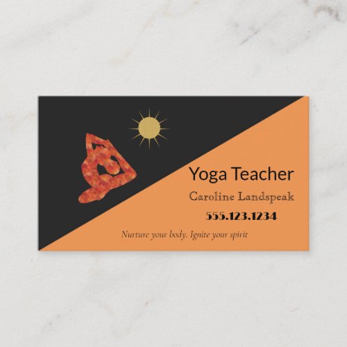 Yoga Teacher Impressionism Painted Autumn Orange Business Card