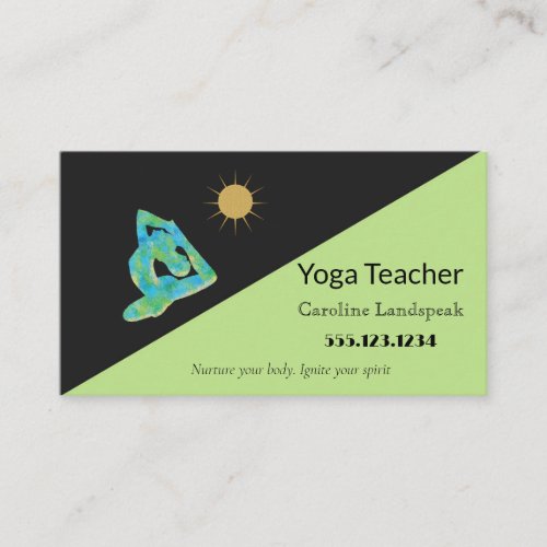 Yoga Teacher Impressionism Painted Blue Green Business Card