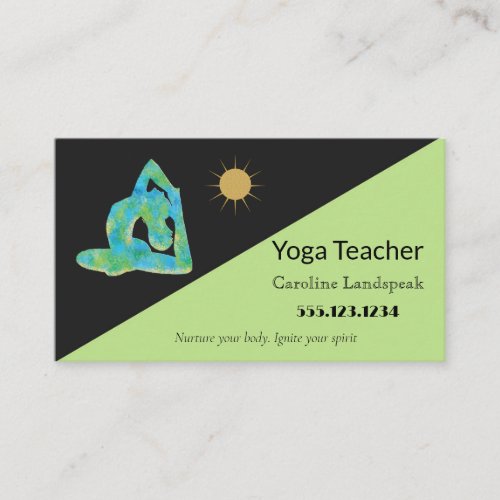 Yoga Teacher Impressionism Painted Blue Green Business Card