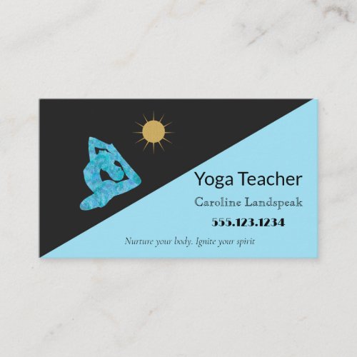 Yoga Teacher Impressionism Painted Blue Sea Business Card