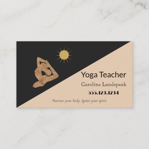 Yoga Teacher Impressionism Painted Brown Leaves Business Card