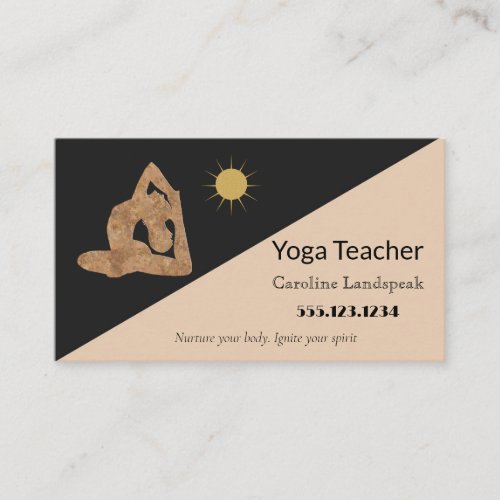 Yoga Teacher Impressionism Painted Brown Leaves Business Card