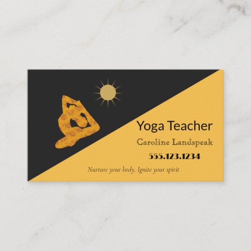 Yoga Teacher Impressionism Painted Gold Yellow Business Card