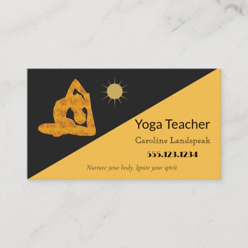 Yoga Teacher Impressionism Painted Gold Yellow Business Card