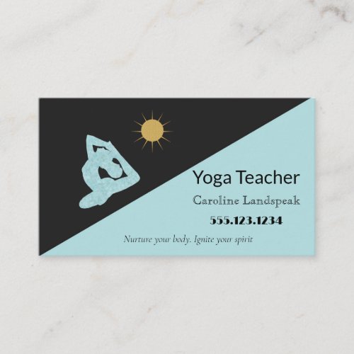 Yoga Teacher Impressionism Painted Ice Blue Business Card