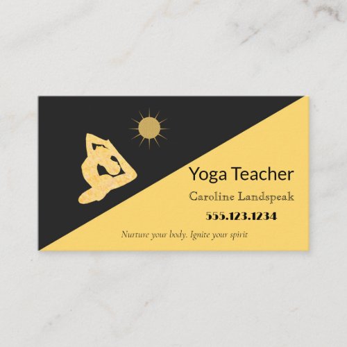 Yoga Teacher Impressionism Painted Lemon Yellow Business Card