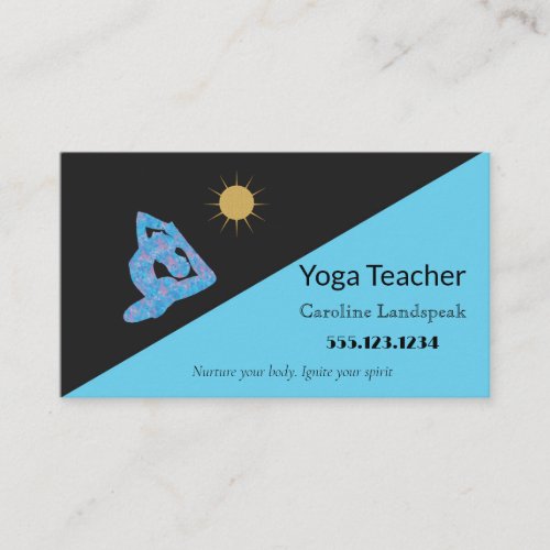 Yoga Teacher Impressionism Painted Light Blue Business Card