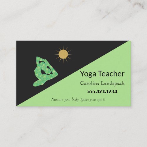 Yoga Teacher Impressionism Painted Light Green Business Card