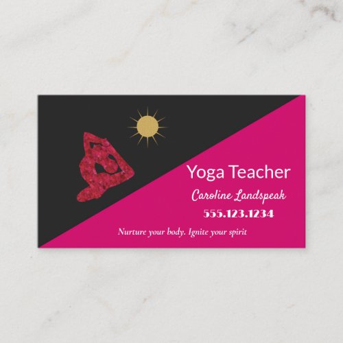 Yoga Teacher Impressionism Painted Magenta Business Card