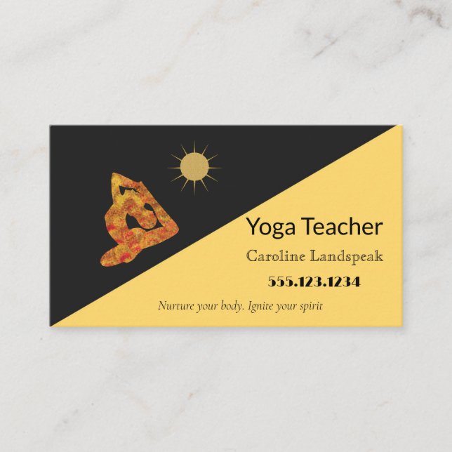 Yoga Teacher Impressionism Painted Multi Yellow Business Card (Front)