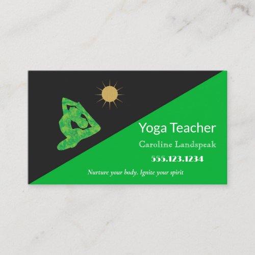 Yoga Teacher Impressionism Painted Nature Green Business Card
