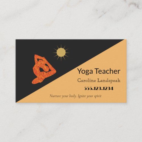 Yoga Teacher Impressionism Painted Orange Business Card