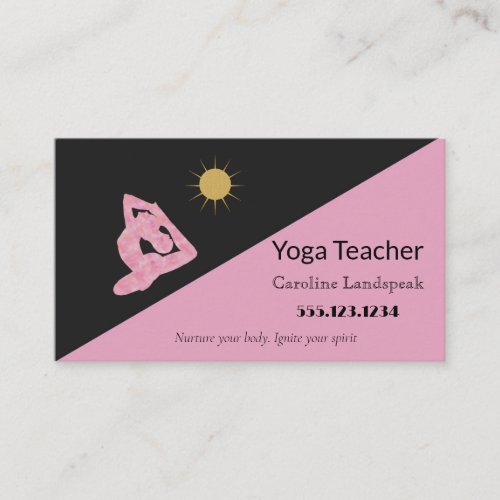 Yoga Teacher Impressionism Painted Pink Business Card