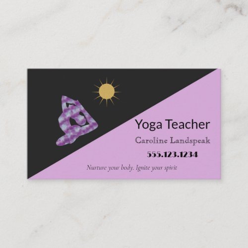 Yoga Teacher Impressionism Painted Purple Business Card