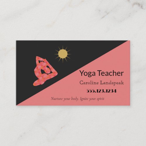 Yoga Teacher Impressionism Painted Rosy Red Business Card