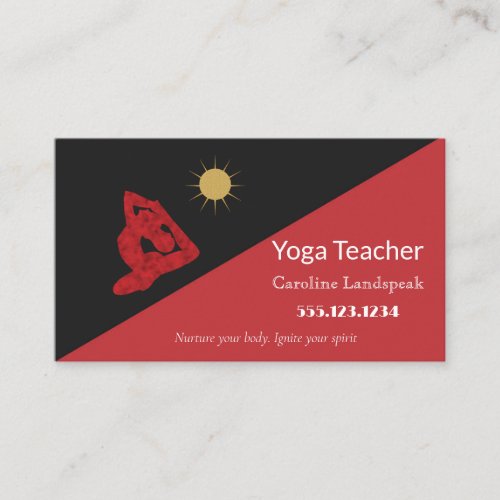 Yoga Teacher Impressionism Painted Ruby Red Business Card