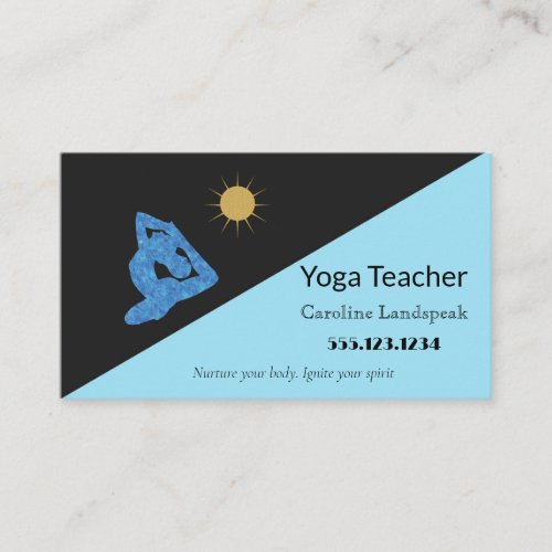Yoga Teacher Impressionism Painted Sky Blue Business Card