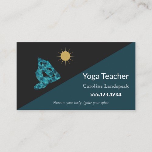 Yoga Teacher Impressionism Painted Teal Blue Business Card