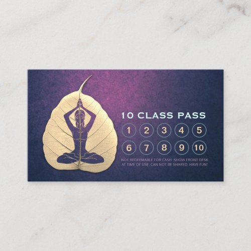 YOGA Teacher Meditation Pose Bodhi Leaf Class Pass Loyalty Card