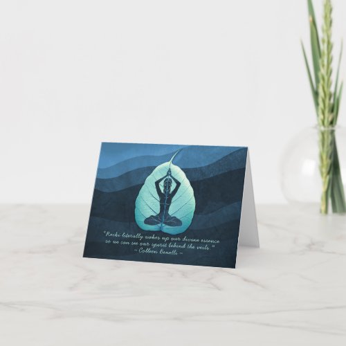 Yoga Teacher Meditation Pose Bodhi Leaf Cut Quotes Card