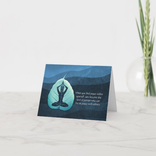 Yoga Teacher Meditation Pose Bodhi Leaf Cut Quotes Card