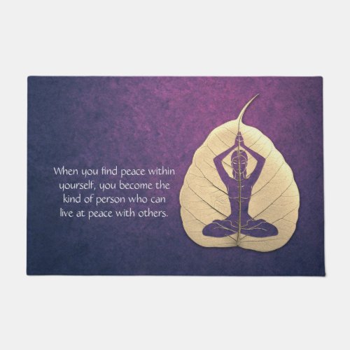 Yoga Teacher Meditation Pose Bodhi Leaf Cut Quotes Doormat