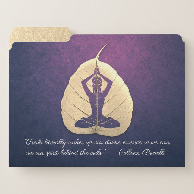 Yoga Teacher Meditation Pose Bodhi Leaf Cut Quotes File Folder (Front Left)